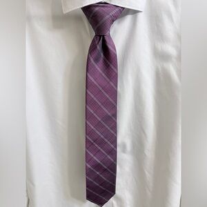 Calvin Klein Purple and Silver Striped Silk Tie